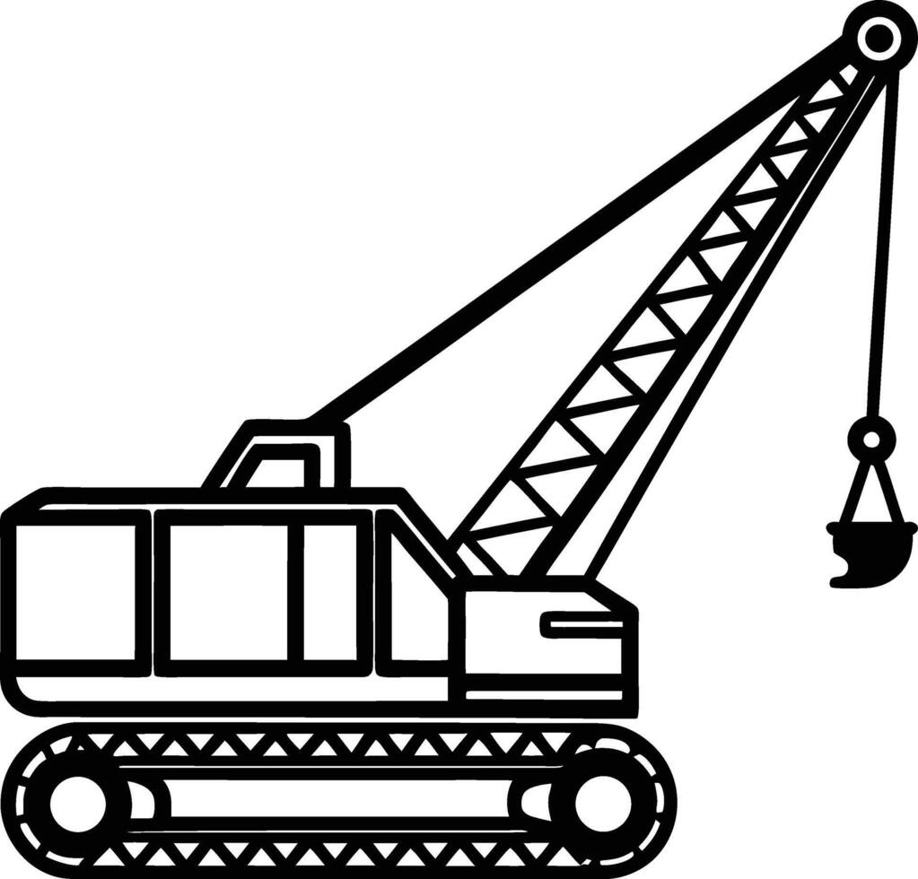 Crawler Crane Silhouette Heavy Duty Track Based Construction Equipment Illustration vector