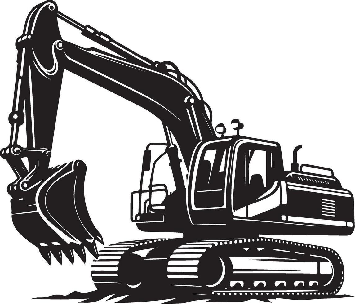 excavator on white background Excavator Silhouette Heavy Construction Equipment Icon for Industrial and Building Projects new trendy unique 2025 vector