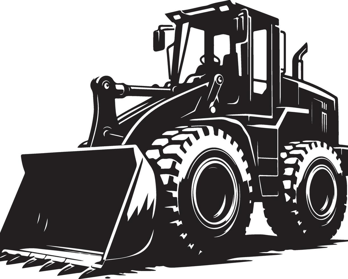 bulldozer illustration Wheel Loader Silhouette Heavy Construction Machinery Icon new trendy unique 2025 vector
