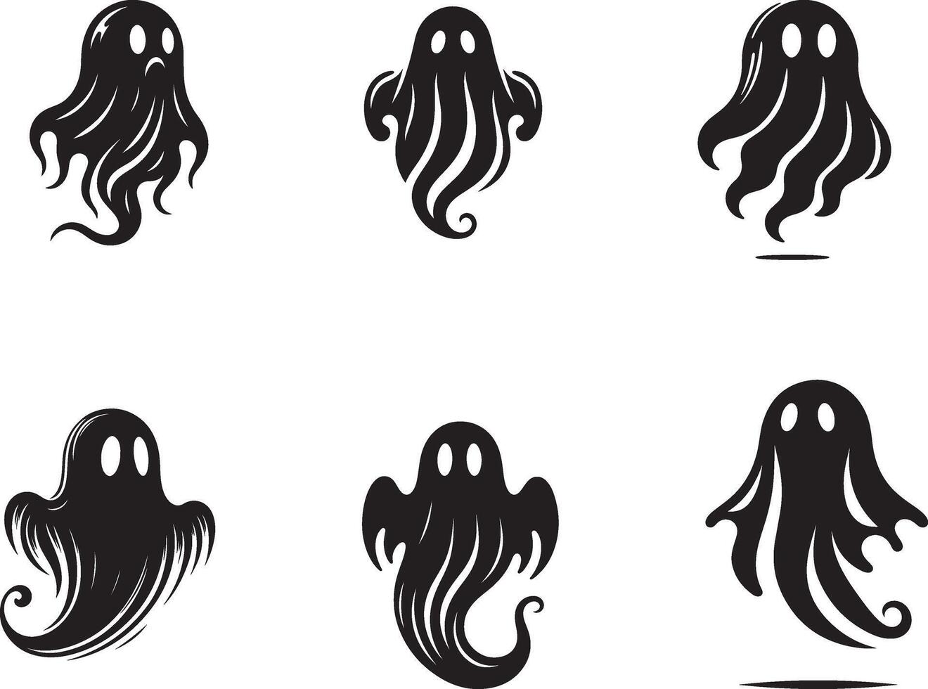 Floating Ghost Silhouette set Spooky Halloween for Seasonal Designs new 2025 trendy vector