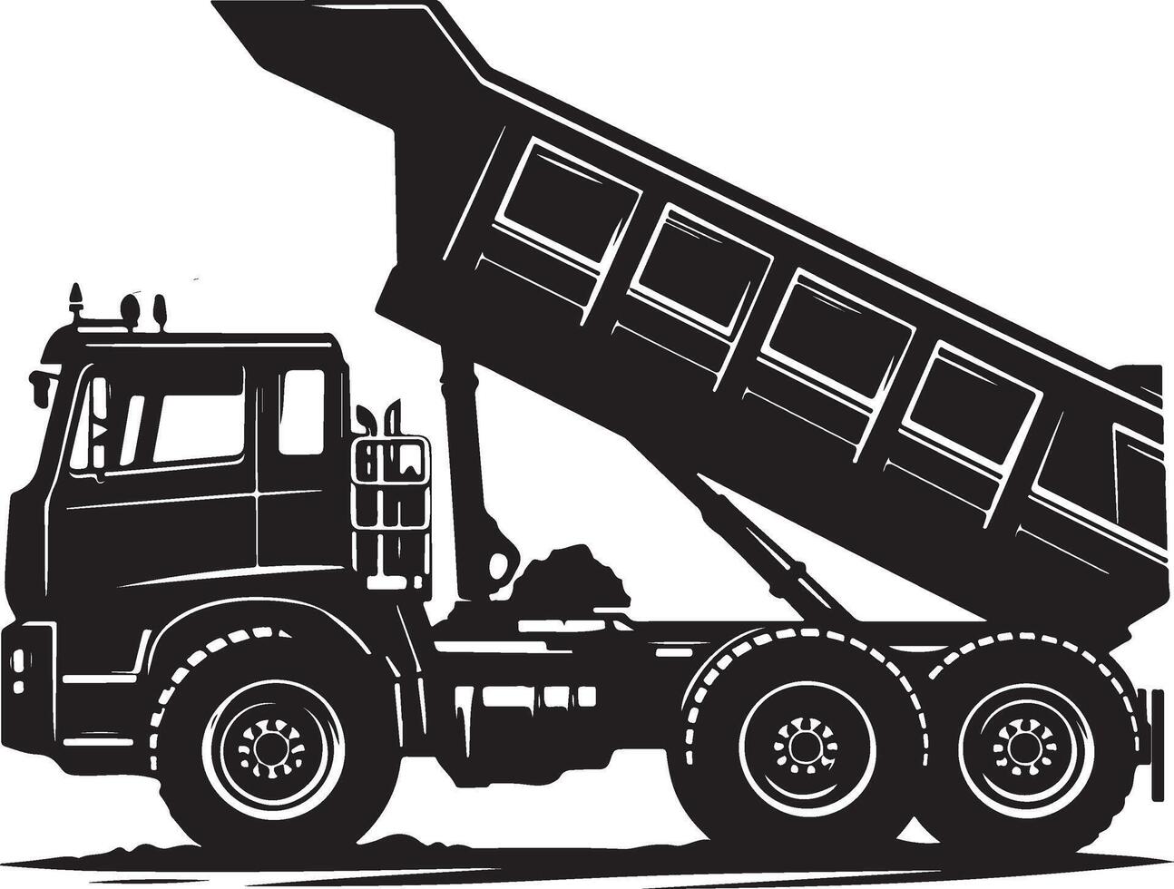 Dump Truck Silhouette Heavy Haulage Vehicle Icon for Construction and Mining Projects vector