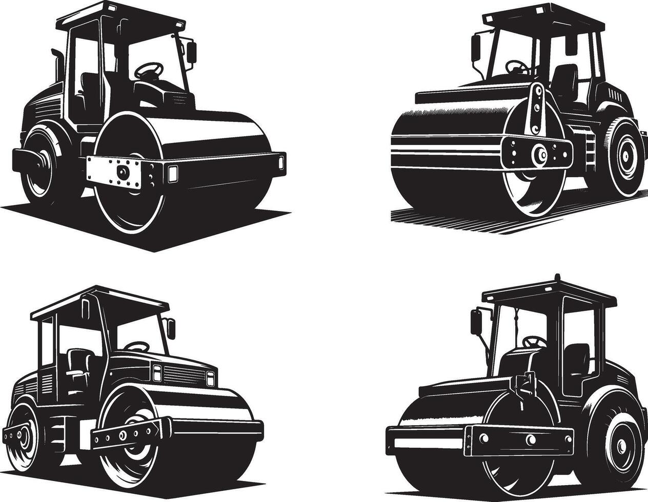 Road Roller Silhouette Heavy Construction Equipment Icon for Industrial Design new 2025 unique trendy vector