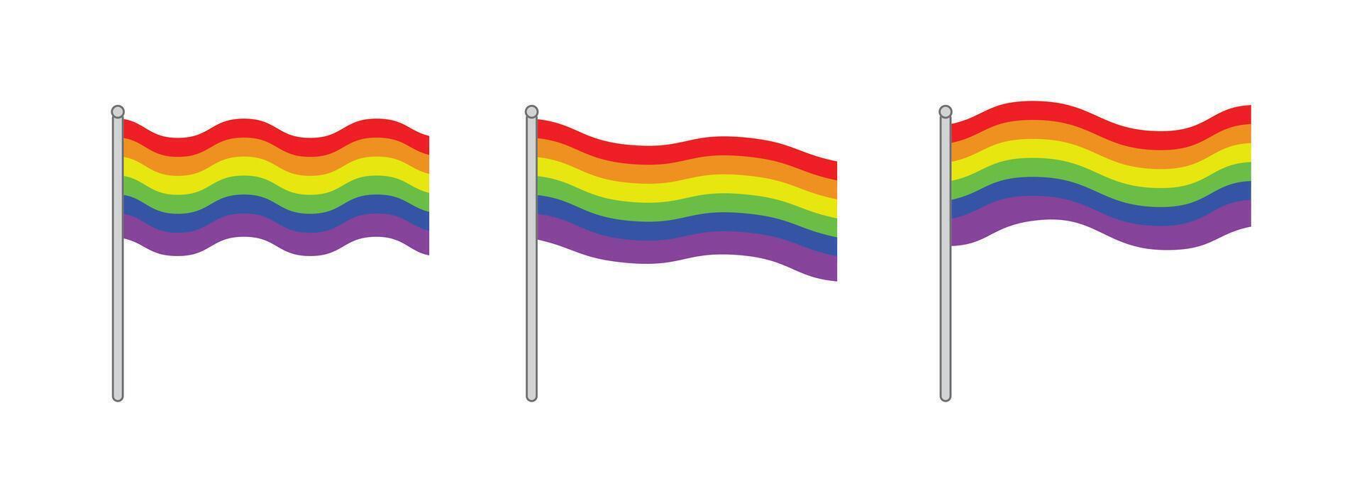 Pride Flag Icon Set Rainbow Waving Flags vector