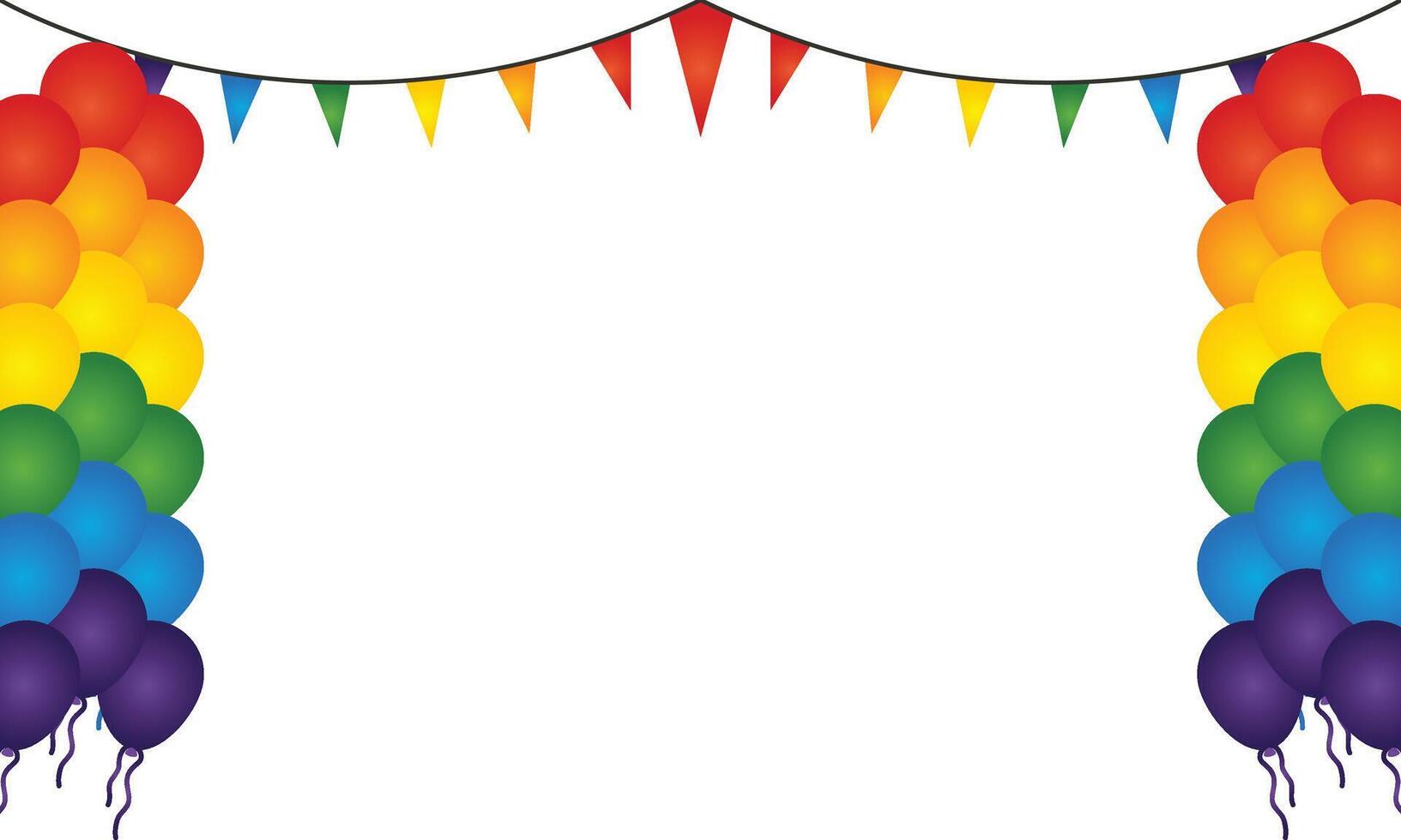 Rainbow Balloons and Bunting Party Decorations, Colorful Event Graphics vector