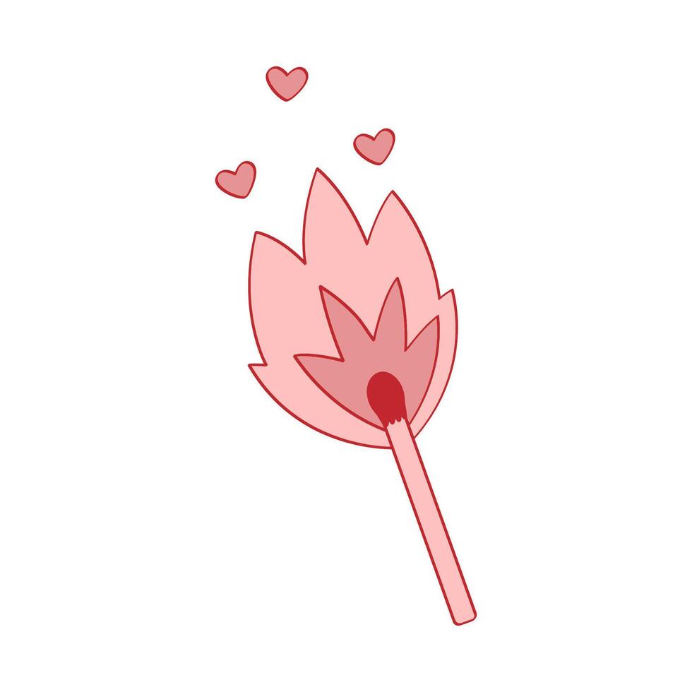 Light match in coquette style. Flat illustration isolated on white background. vector
