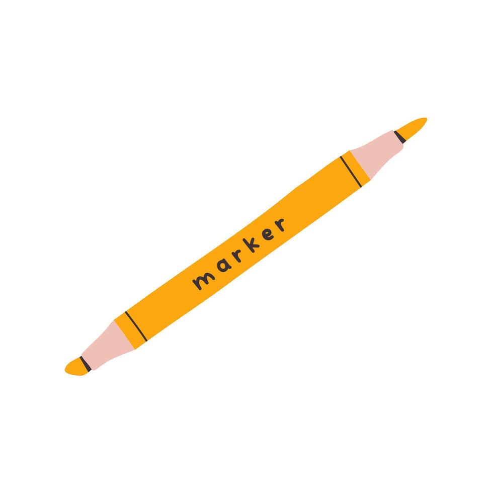 Double sided marker for sketching. Flat illustration isolated on white background. Hand drawn style. vector