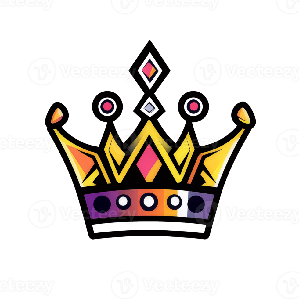 Illustration of a crown formed from various geometric shapes with an abstract composition and modern, vibrant colors. png