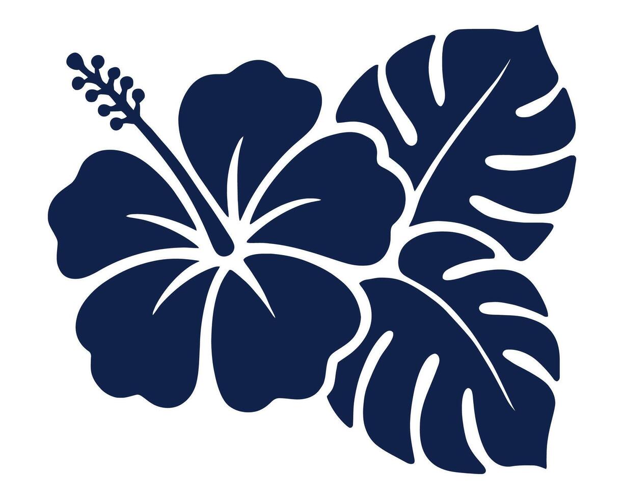 Tropical Hibiscus Flower and Monstera Leaf Silhouette for Summer and Beach Design vector