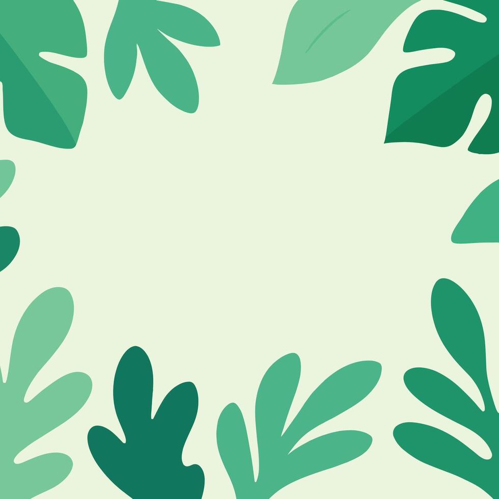 Tropical Leaf Frame Background - Flat Green Jungle Foliage Border on Light Pastel Backdrop vector
