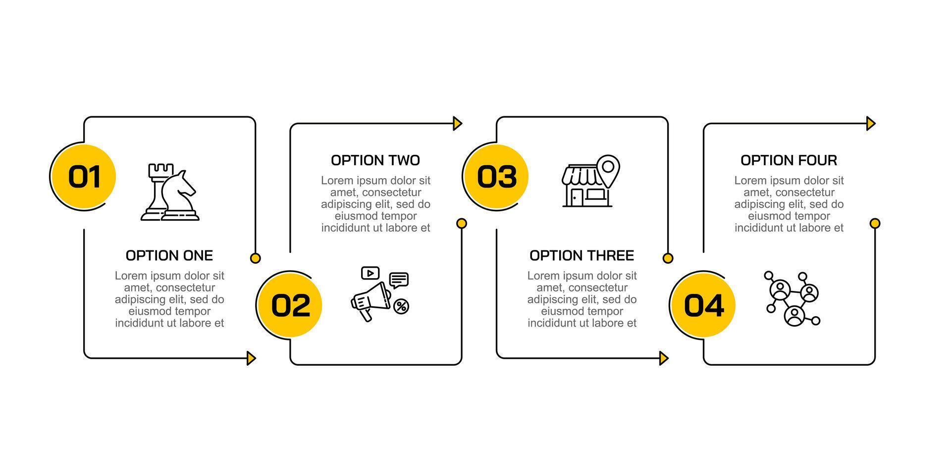 Simple Infographic 4 Step or Options for Business Marketing. Presentation, Plan, Strategy and Report. vector