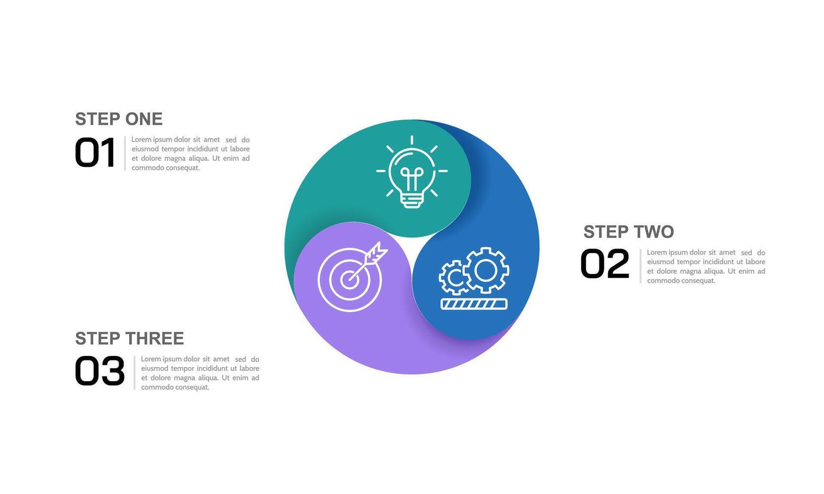 3 Circle Infographic Options for Business Overview Presentation. Banner, Plan, Marketing and Strategy. vector