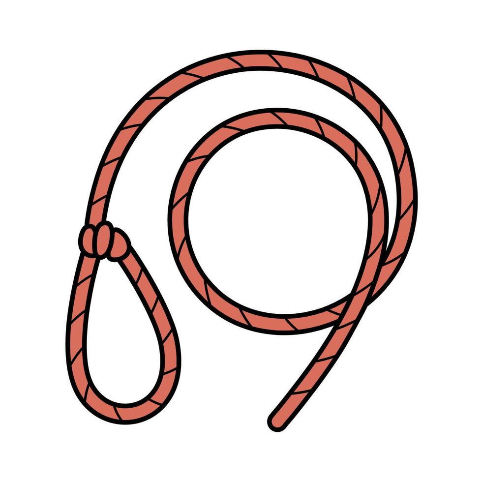 Cowboy lariat, lasso. Cowboy western and wild west theme concept. Hand drawn rope illustration. Doodle icon of knout vector