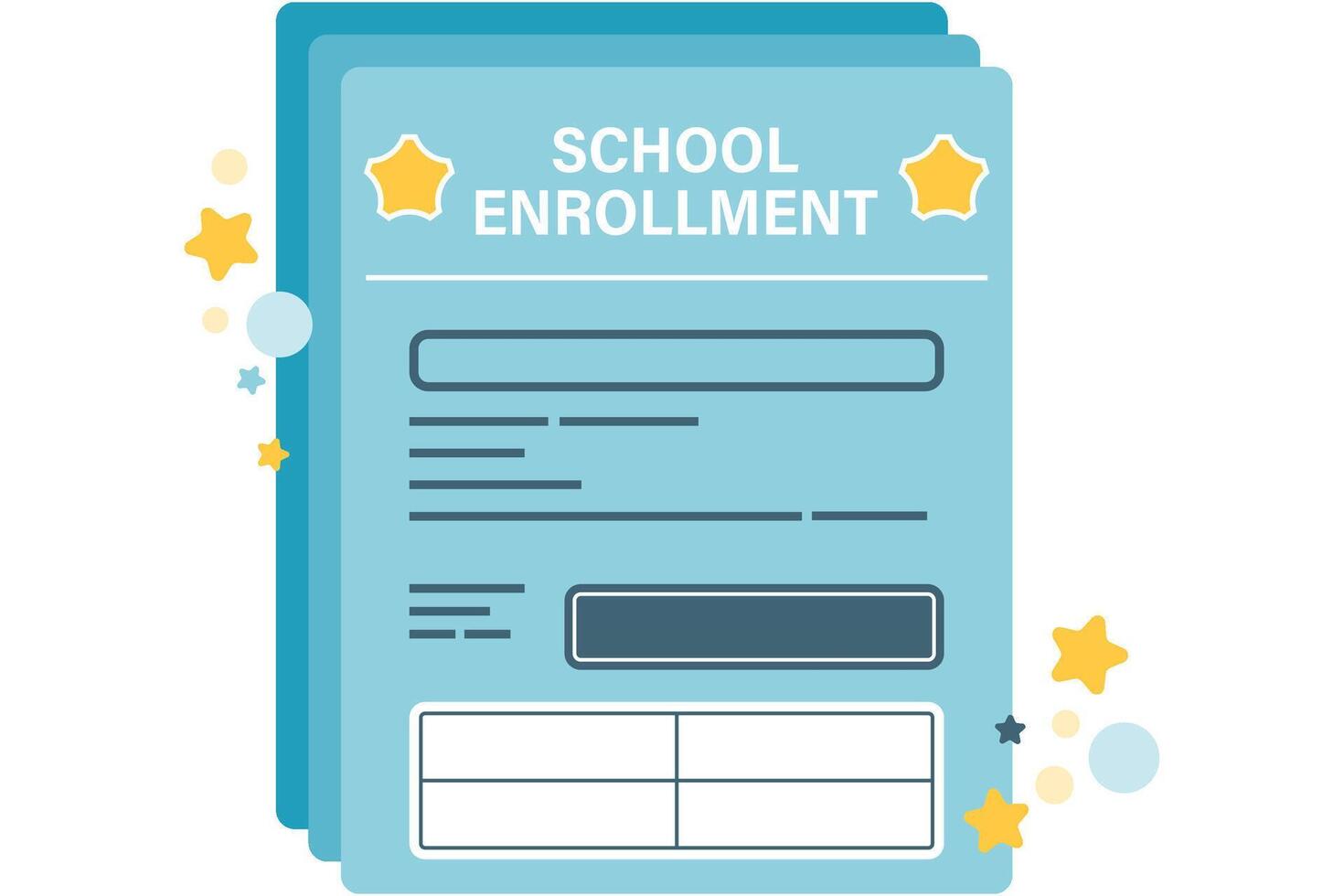 school enrollment form, school illustrations and school documents vector