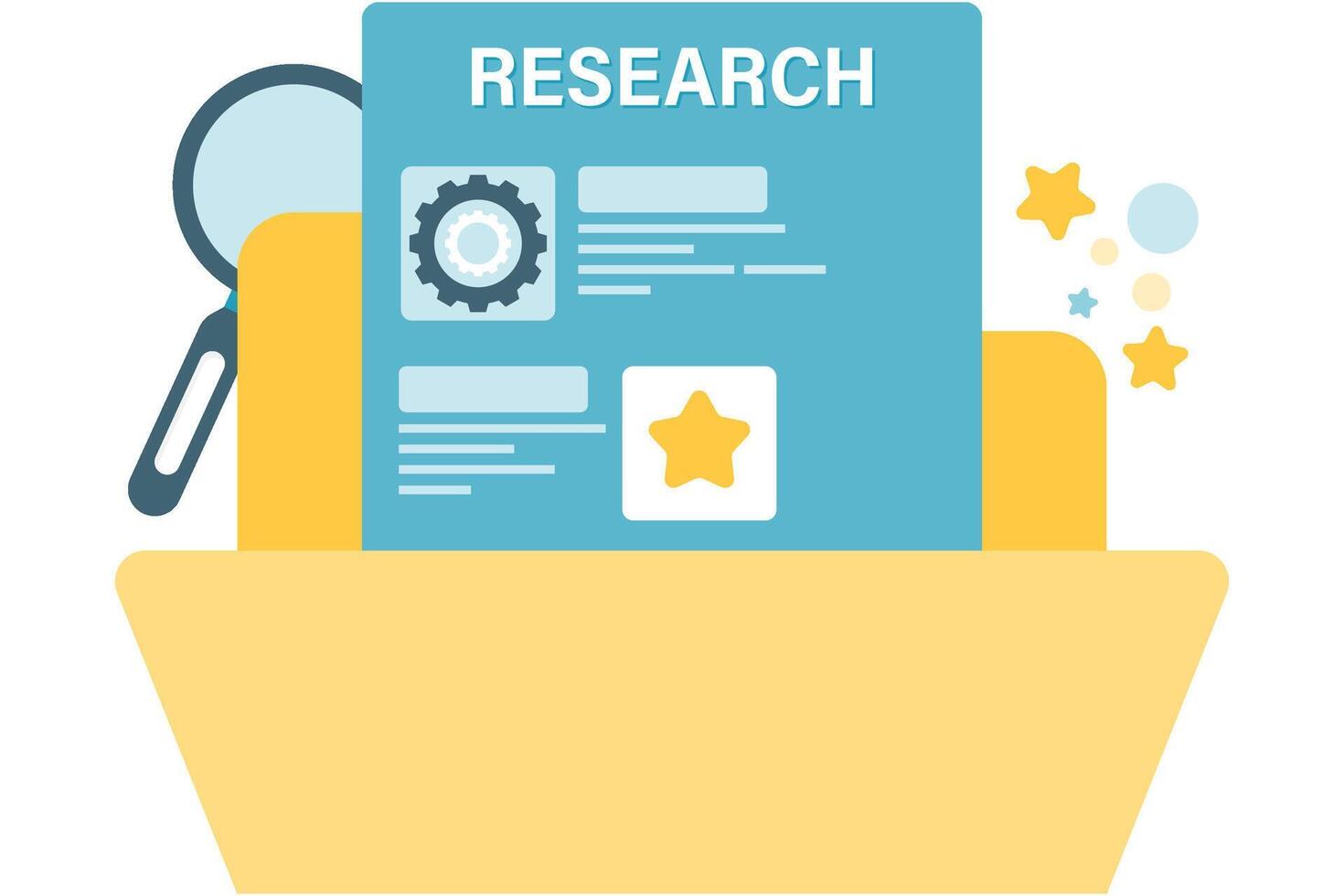 research proposal, school illustrations and school documents vector