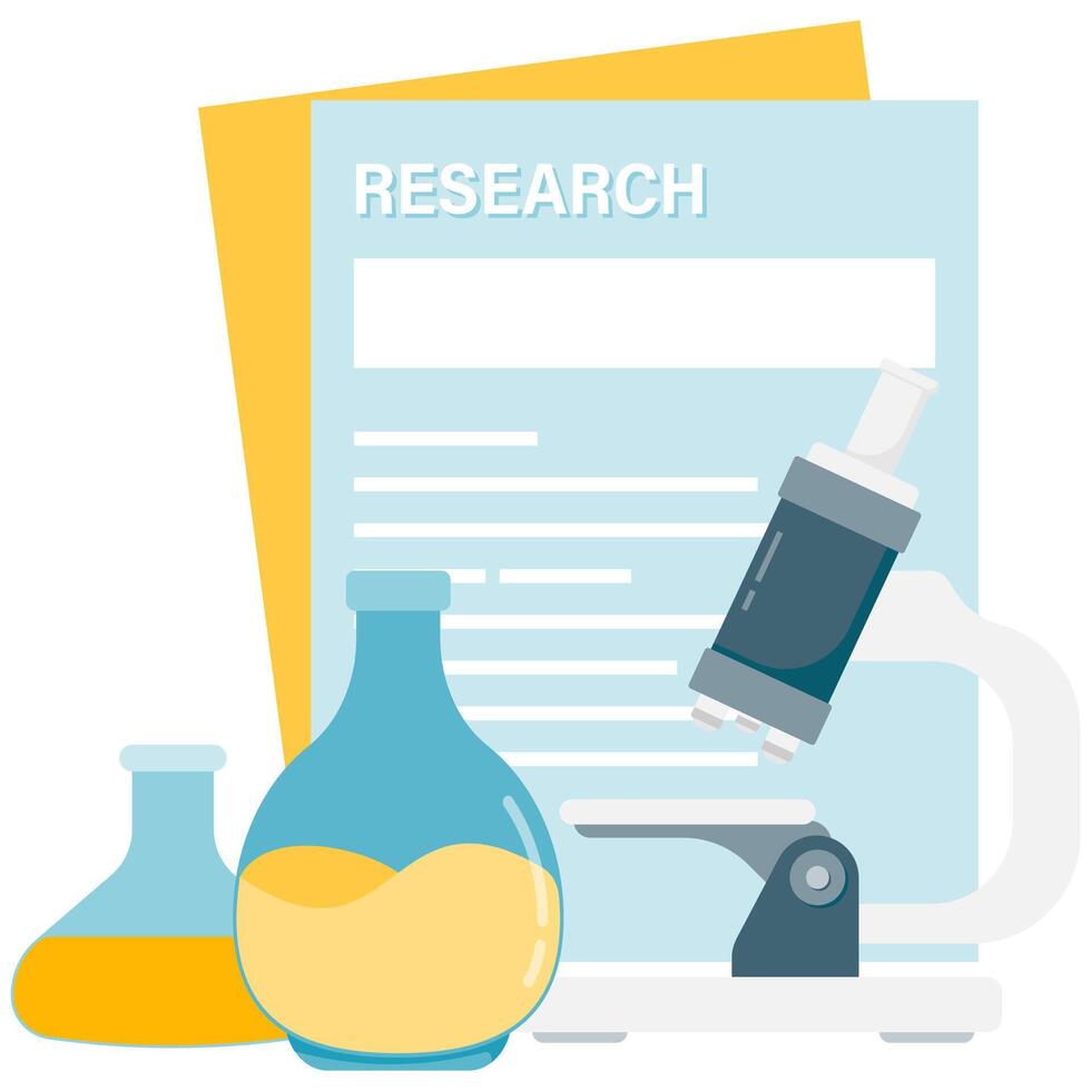 Microscope and research sheets vector