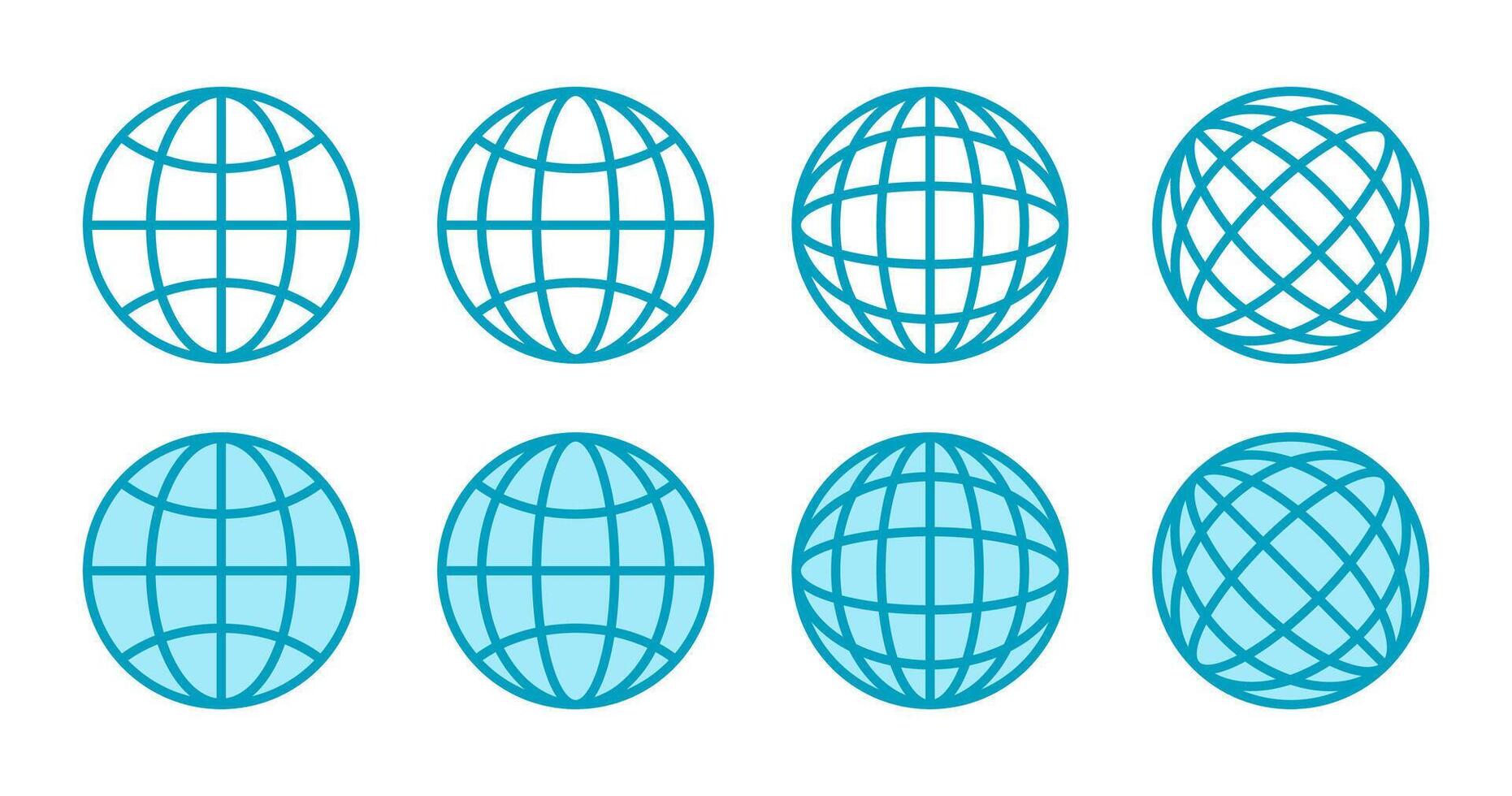 Set icons of globe in flat style. World icon in retro style. vector