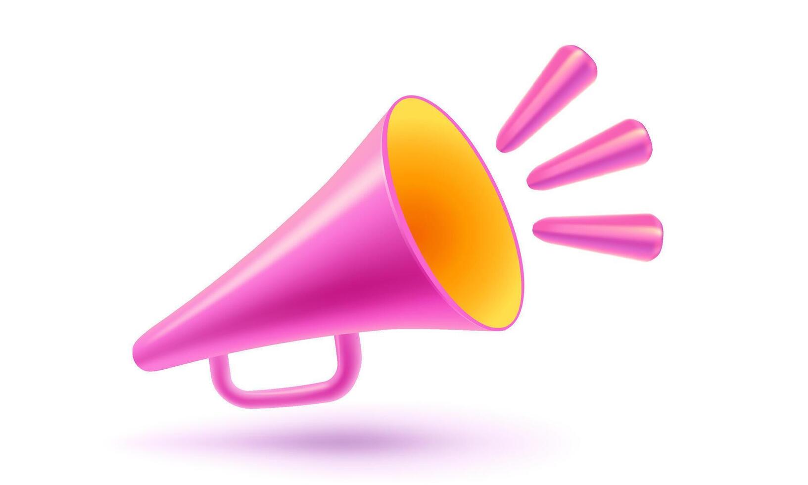 Vintage pink megaphone in realistic 3d style. Pink loudspeaker vector