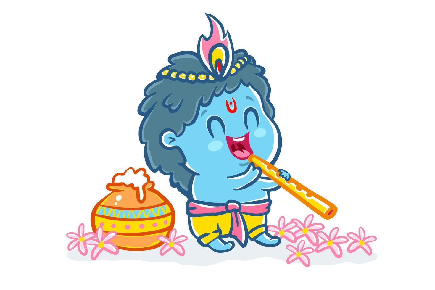 Little Krishna in kawaii style vector