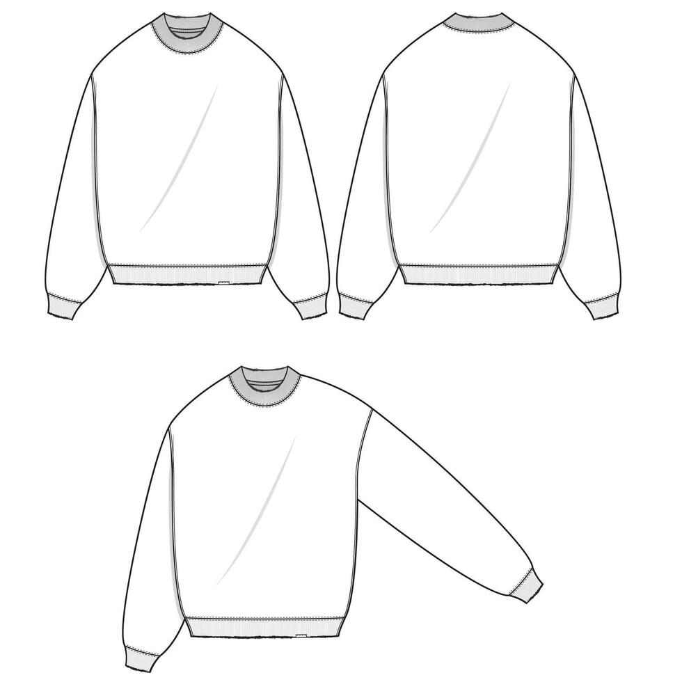 crewneck sweater jacket mockup template clothing design vector