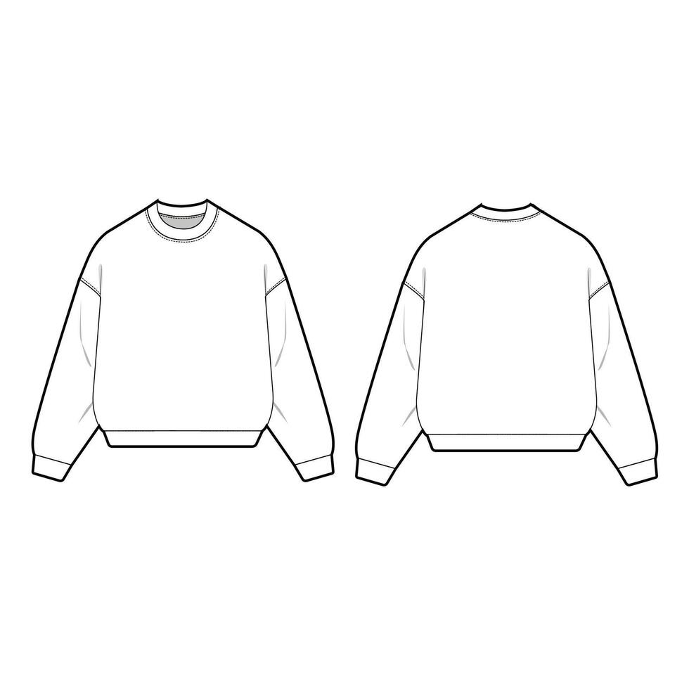 crewneck sweatshirt mockup template clothing design vector