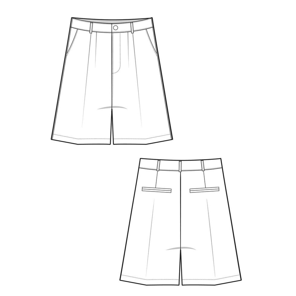 pleated short pants mockup template clothing design vector