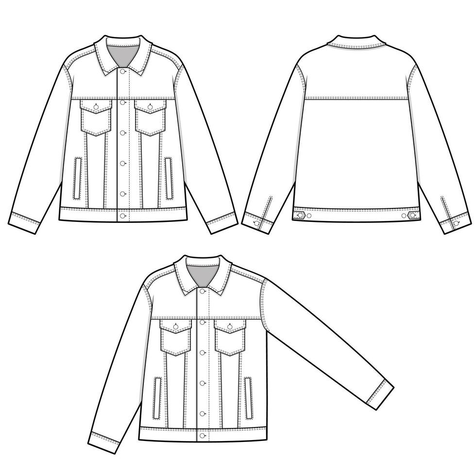 denim jacket mockup template clothing design vector