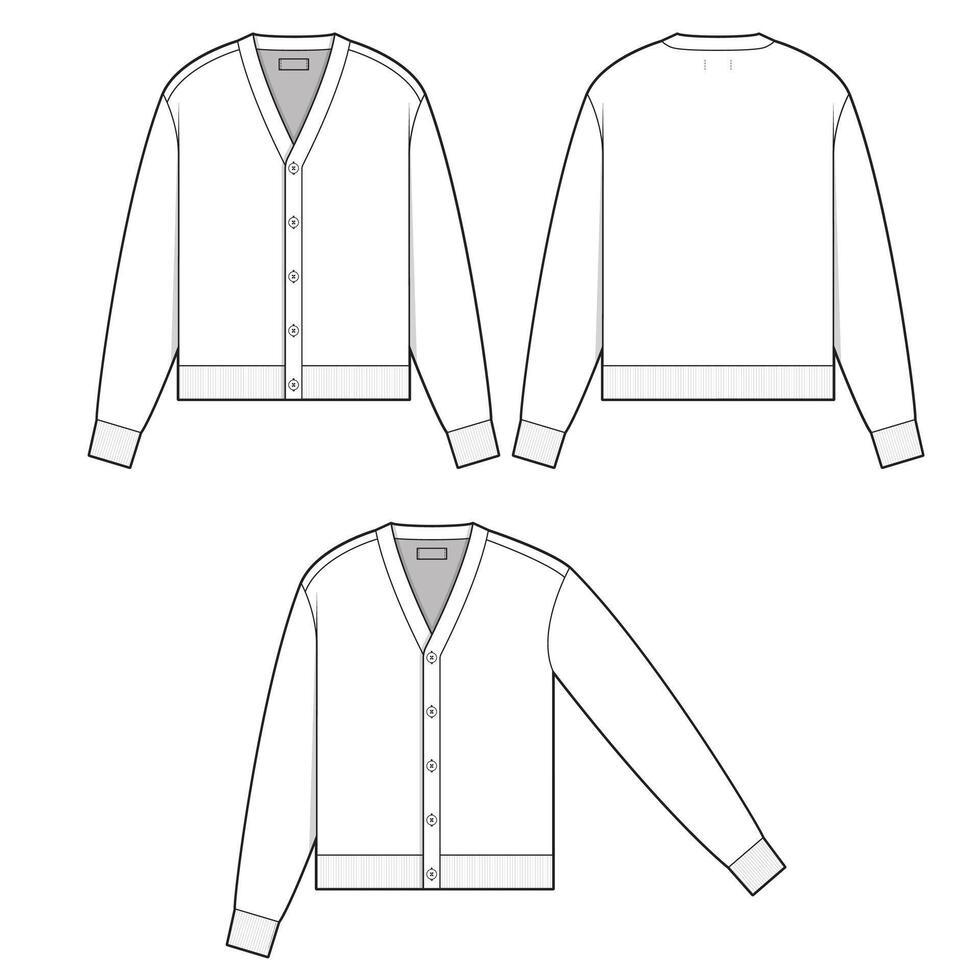 cardigan jacket mockup template clothing design vector