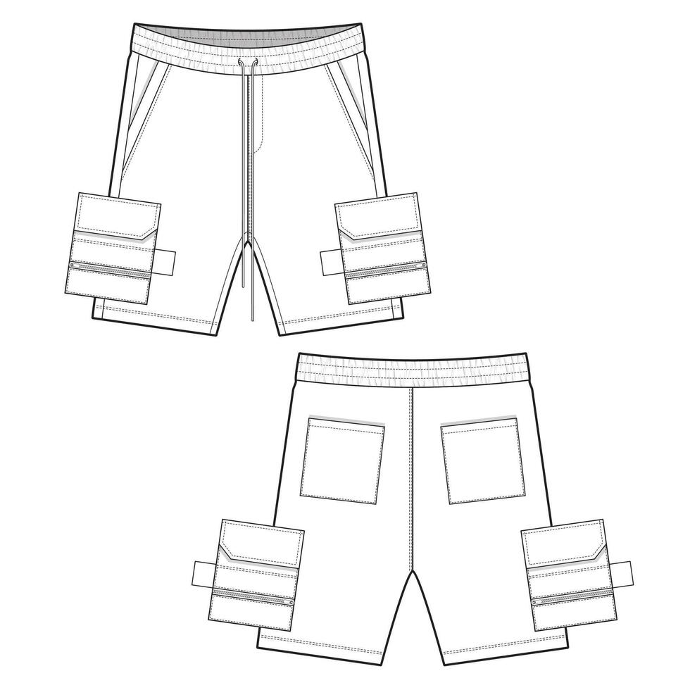 cargo short pants mockup template clothing design vector