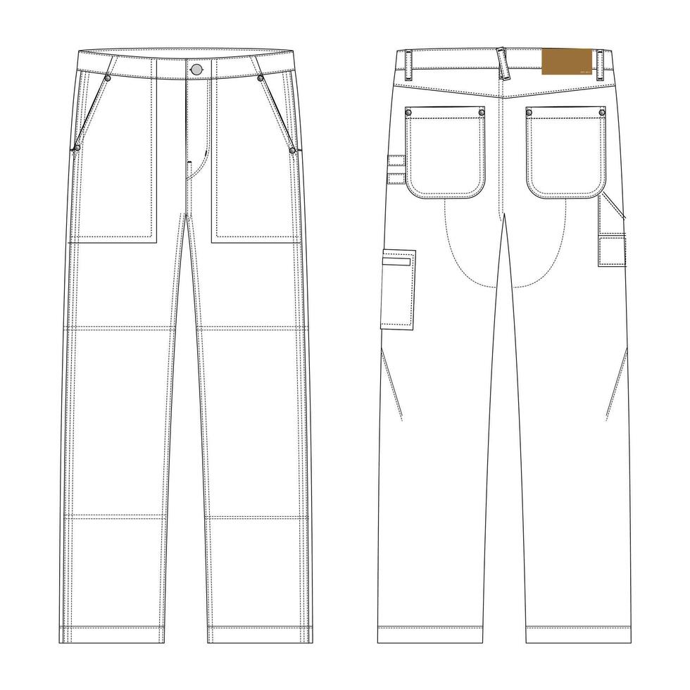 fatigue pants denim mockup template clothing design vector