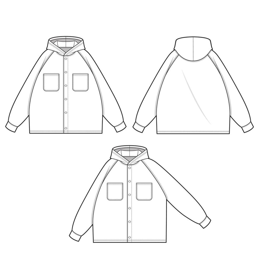 button hoodie jacket mockup template clothing design vector