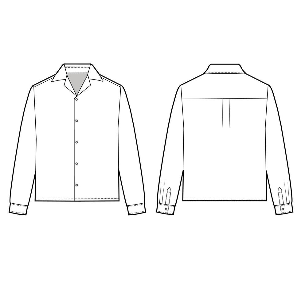 open collar shirt sleeve mockup template clothing design vector
