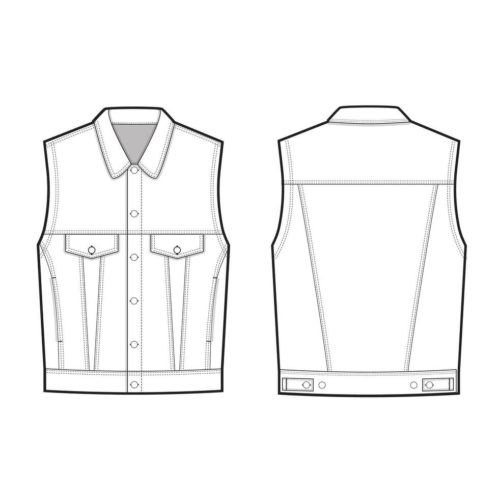 denim vest jacket mockup template clothing design vector