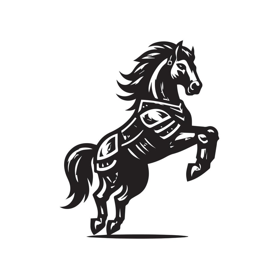 A black and white illustration of a horse vector