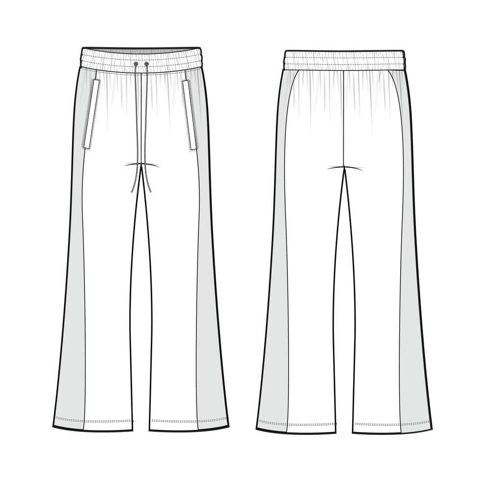 bootcut track pants mockup template clothing design vector