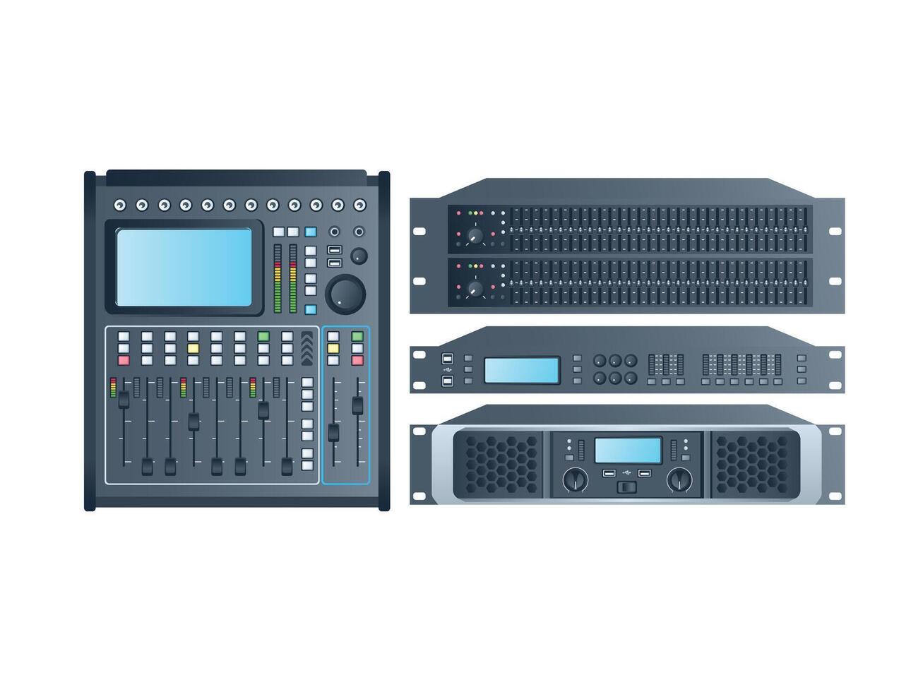 Professional Audio Mixer, Equalizer, Processor, Amplifier vector