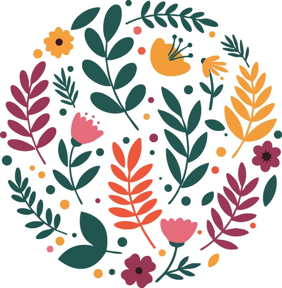 Spring Floral Circle Design vector