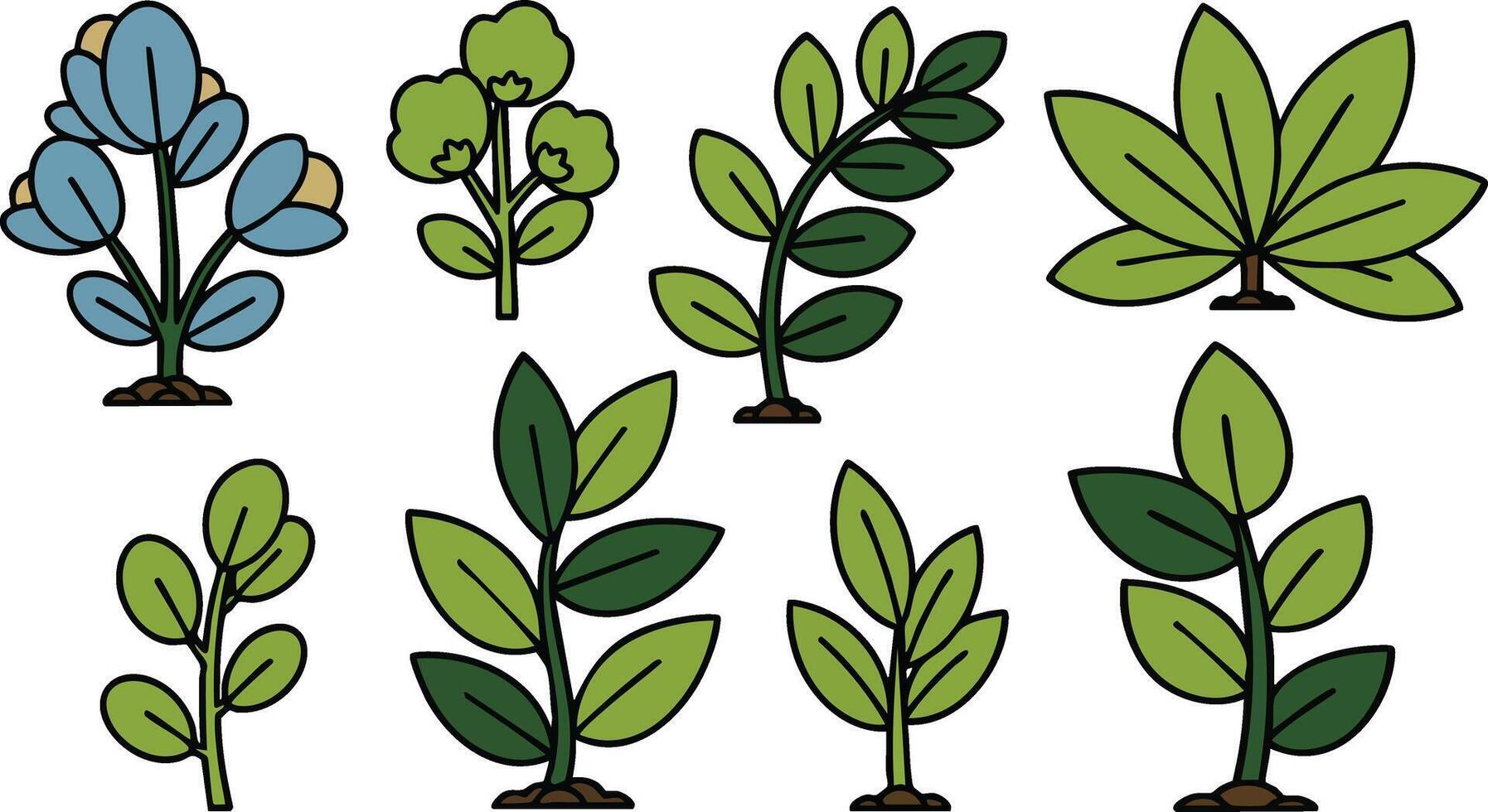 Cute Plant Illustrations Clipart Graphics vector