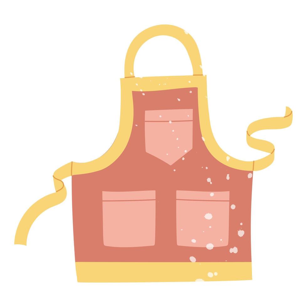 gardening apron in textured. Flat color isolated doodle illustration. Nice clothes. Spring planting, summer weeding, autumn harvesting. For posters, packaging, stickers, and social media posts. vector