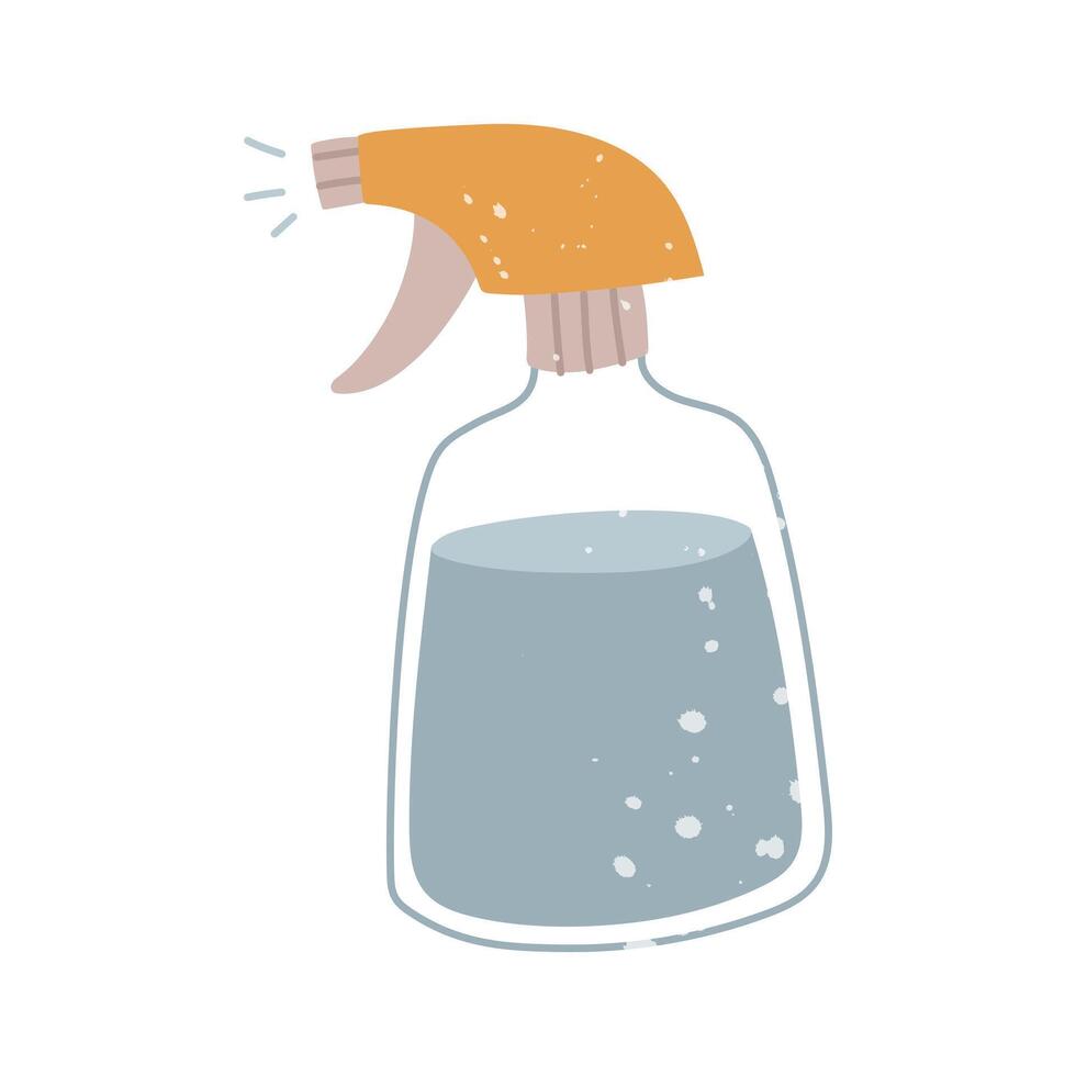 spray bottle with texture. Flat isolated color illustration with doodle elements. It is suitable for postcards, prints, blog design, children's books, packaging design, and spring projects vector