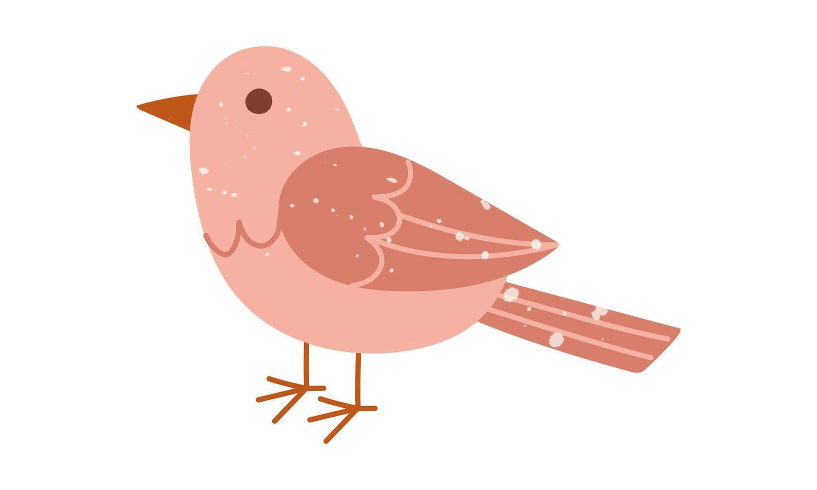 bird in texture. Pink feathers. Flat isolated color doodle illustration. Animals in the garden. It is perfect for prints, packaging, posters, blogs and children's or nature projects in a cozy style. vector