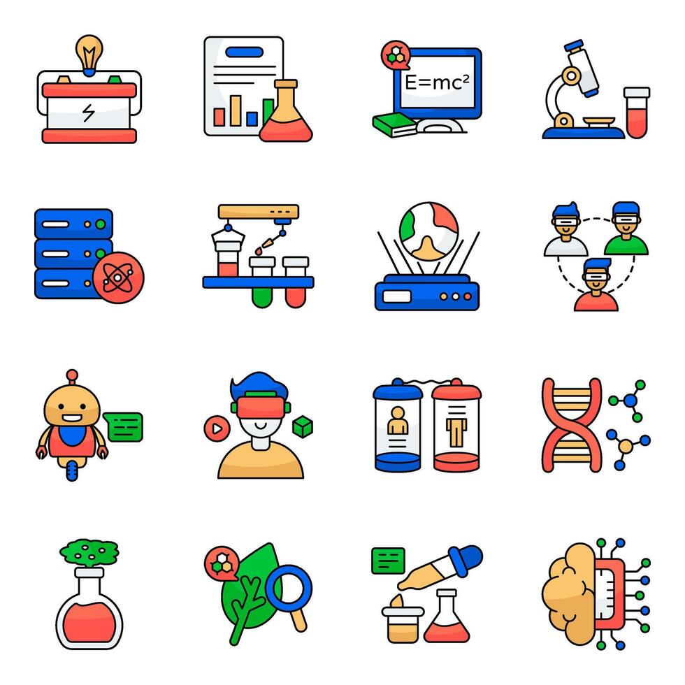 Set of Science Flat Icons vector