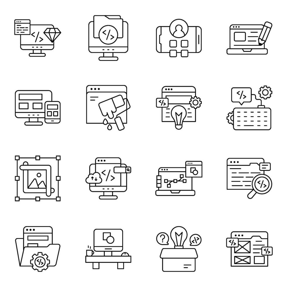Set of Art Linear style Icons vector