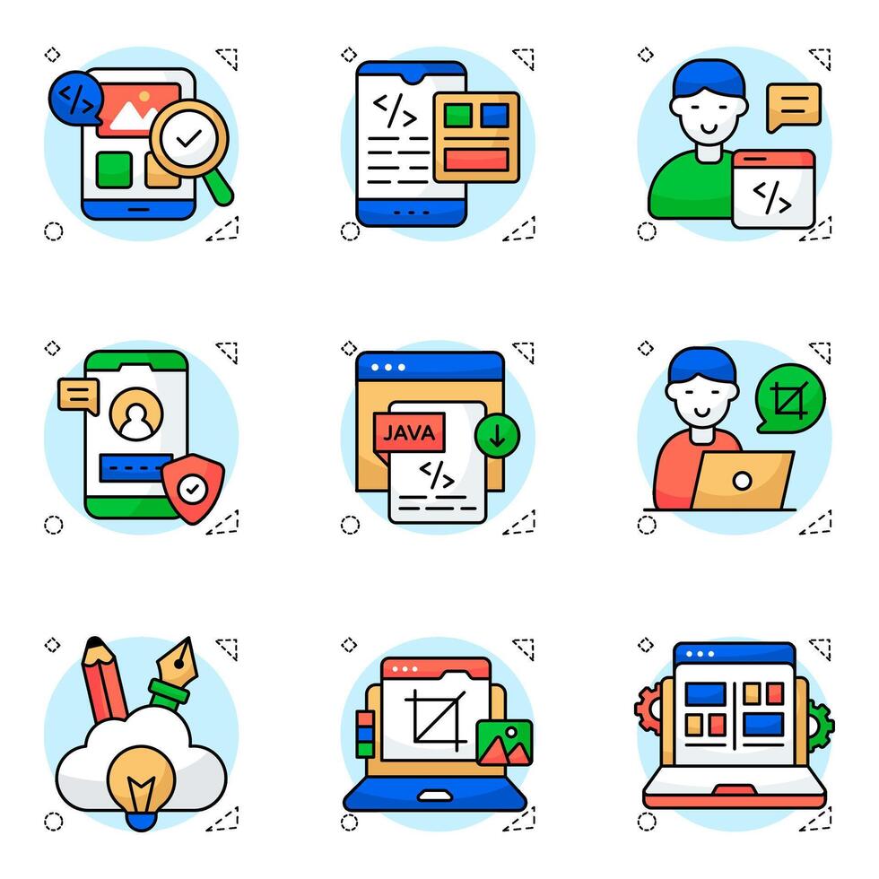 Set of Web and Graphic Flat style Icons vector