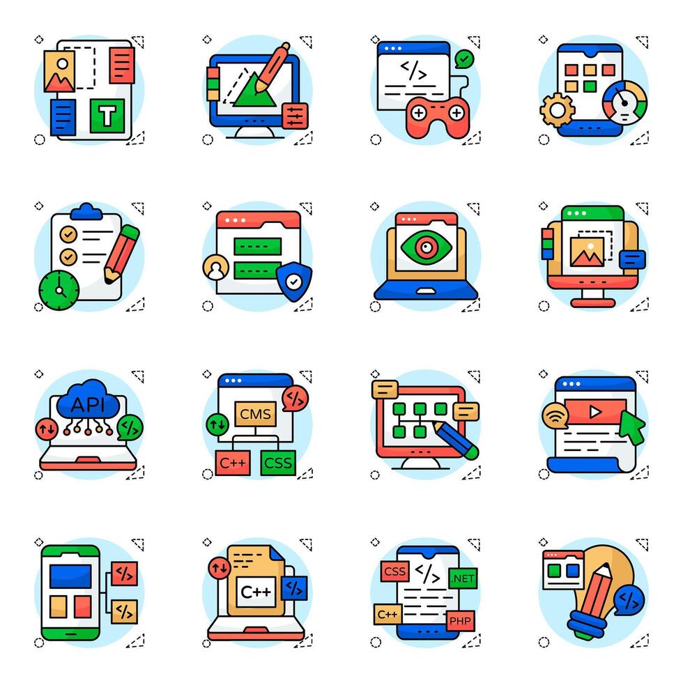 Set of Programming style Icons vector