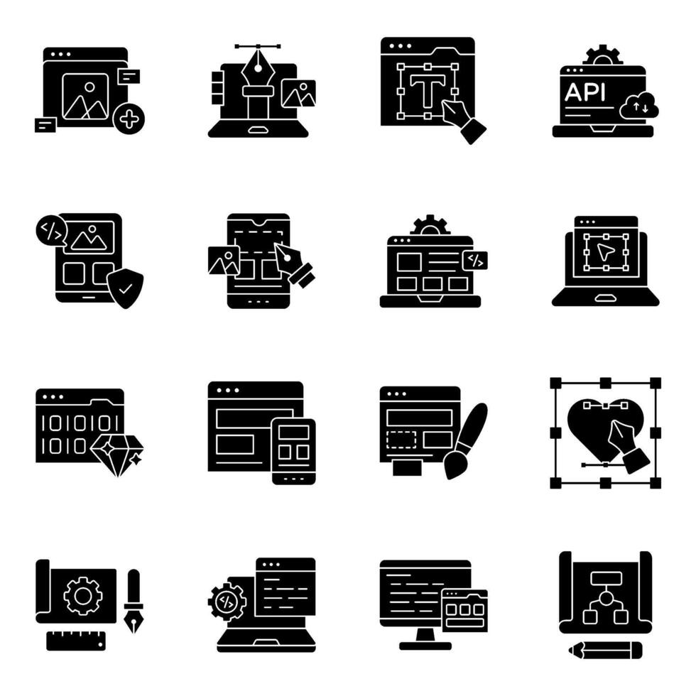 Set of Designing Glyph Icons vector