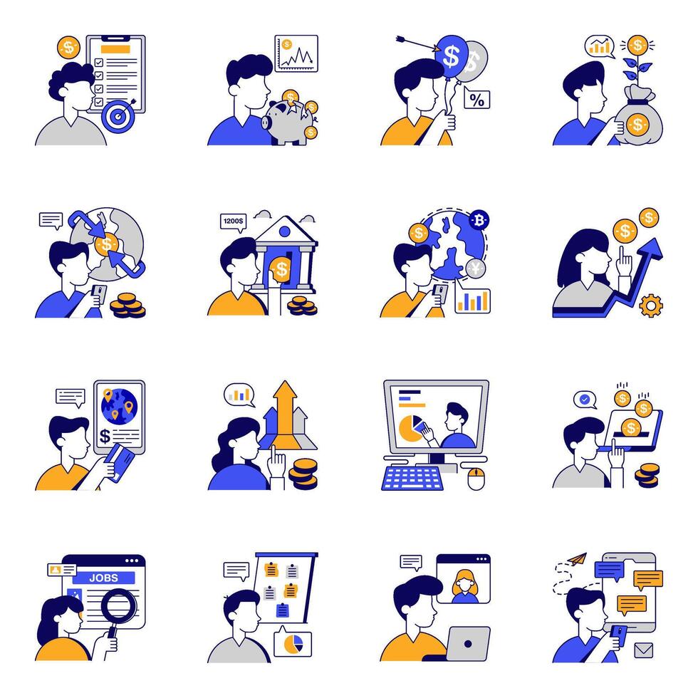 Set of Business and Finance Flat Icons style vector