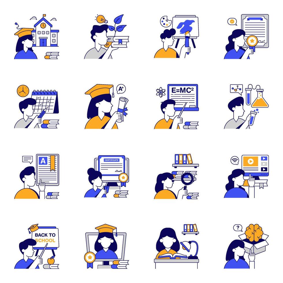 Set of Education and school Flat style vector