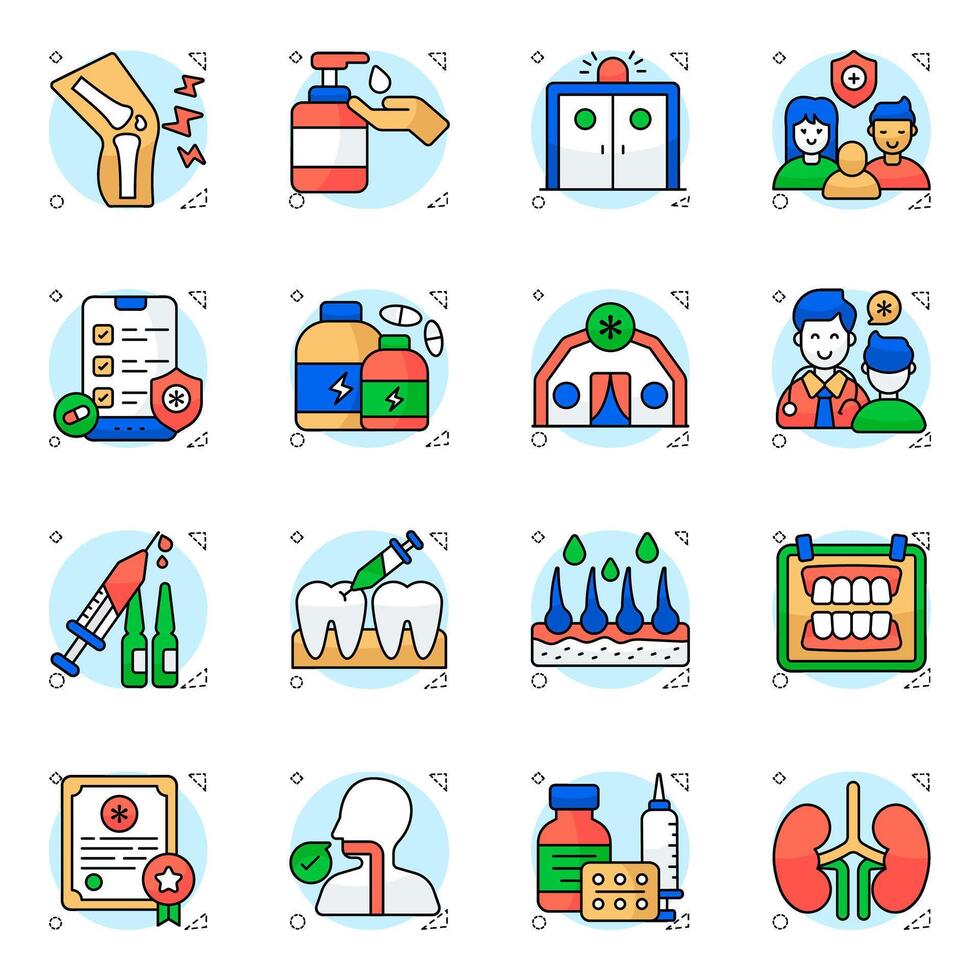 Set of Medical Tools Flat circular Icons vector