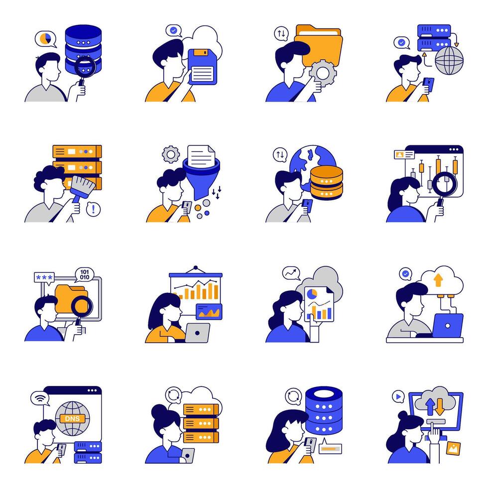 Set of Data Flat style Icons vector