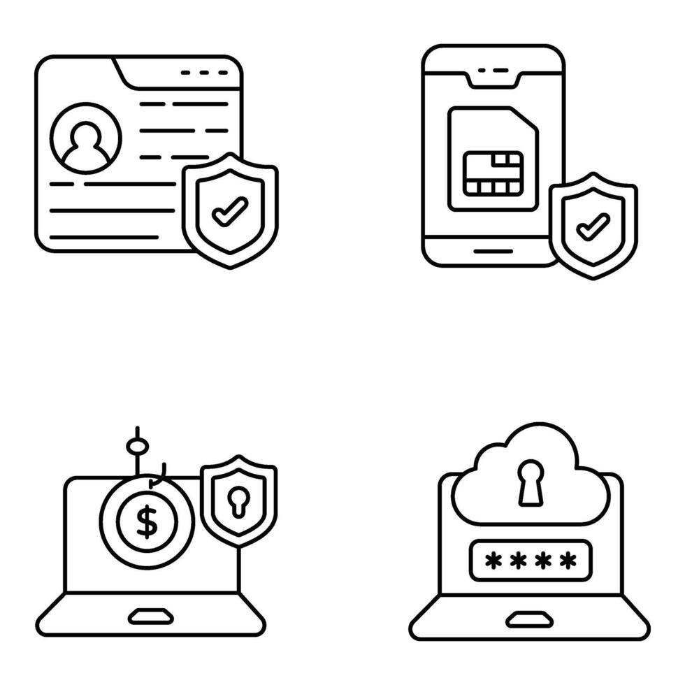 Pack of Security and Shield Linear Icon vector